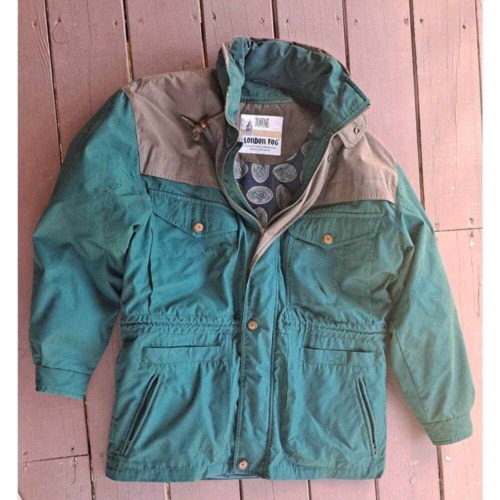 London Fog Parka Jacket Coat men's Large Beige / Green Outdoor - LN